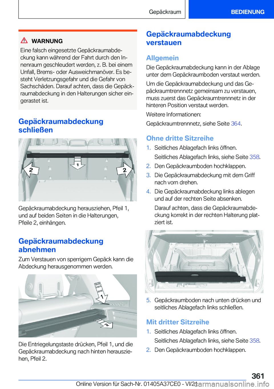 BMW X5 2022  Betriebsanleitungen (in German) �W�A�R�N�U�N�G
�E�i�n�e��f�a�l�s�c�h��e�i�n�g�e�s�e�t�z�t�e��G�e�p�