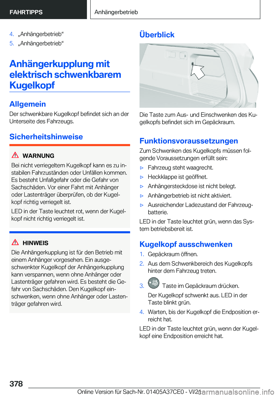 BMW X5 2022  Betriebsanleitungen (in German) �4�.x�A�n�h�