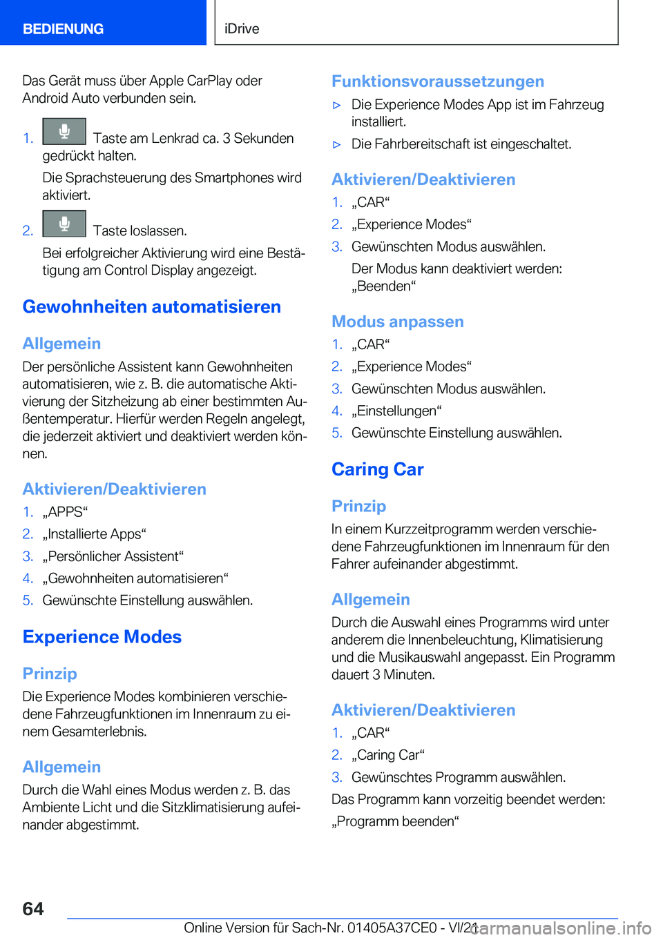 BMW X5 2022  Betriebsanleitungen (in German) �D�a�s��G�e�r�
