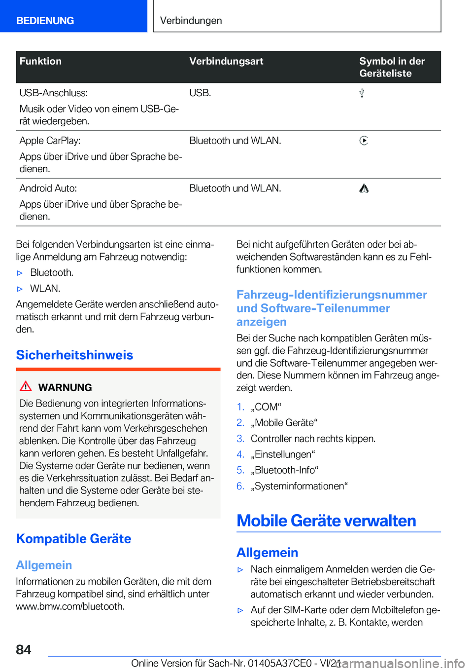 BMW X5 2022  Betriebsanleitungen (in German) �F�u�n�k�t�i�o�n�V�e�r�b�i�n�d�u�n�g�s�a�r�t�S�y�m�b�o�l��i�n��d�e�r
�G�e�r�
