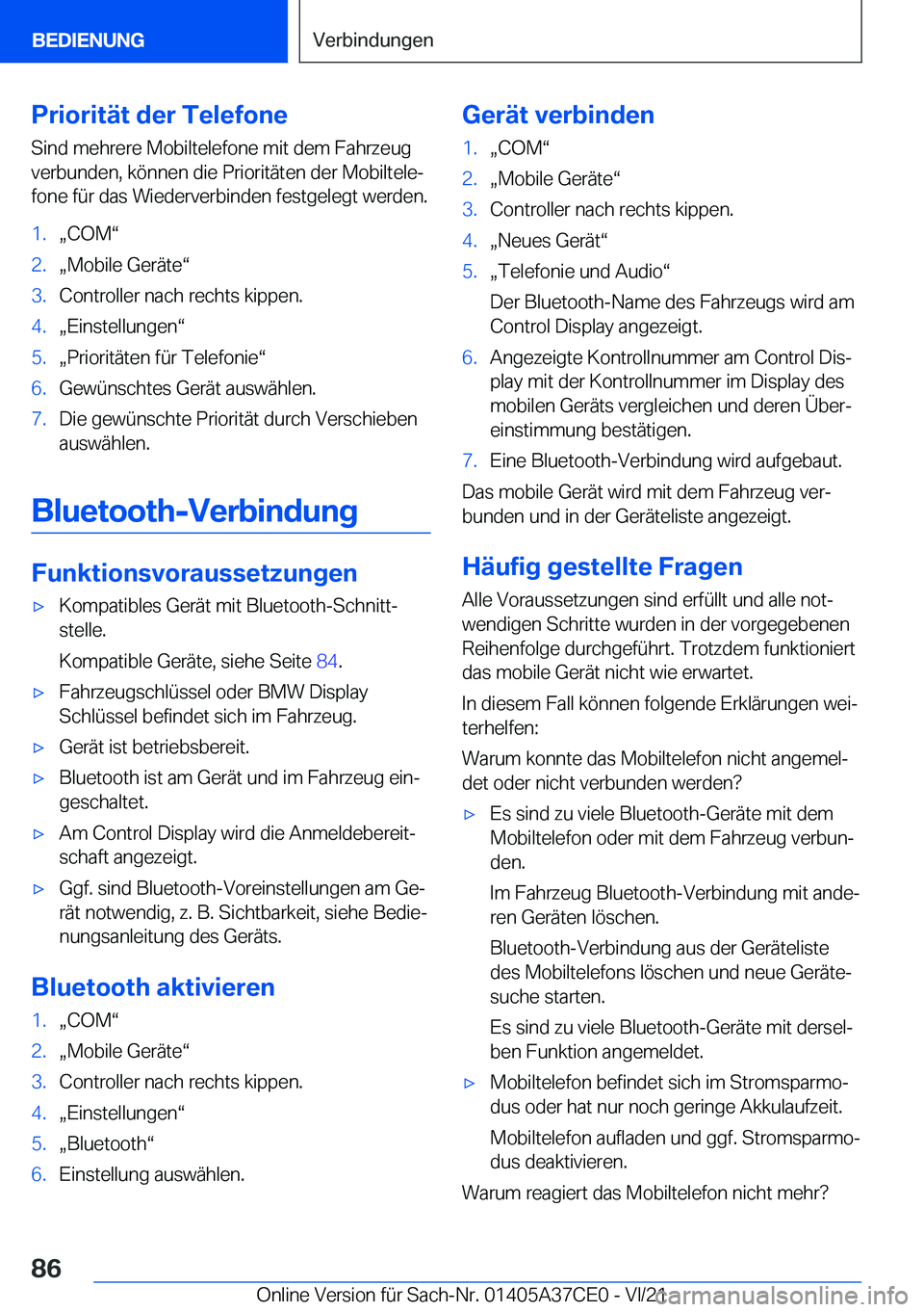 BMW X5 2022  Betriebsanleitungen (in German) �P�r�i�o�r�i�t�