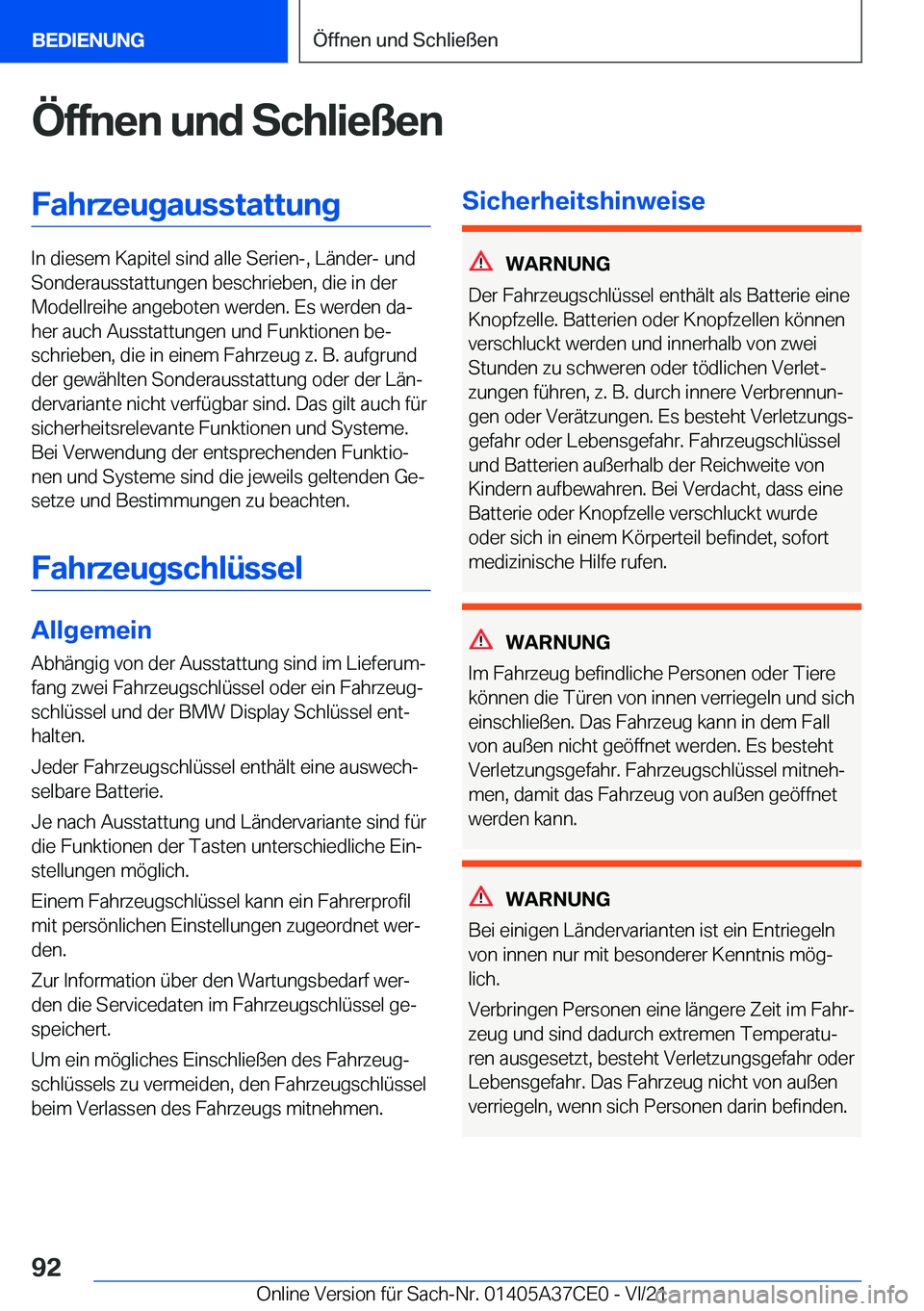 BMW X5 2022  Betriebsanleitungen (in German) �