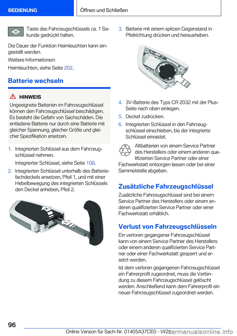 BMW X5 2022  Betriebsanleitungen (in German) �T�a�s�t�e��d�e�s��F�a�h�r�z�e�u�g�s�c�h�l�