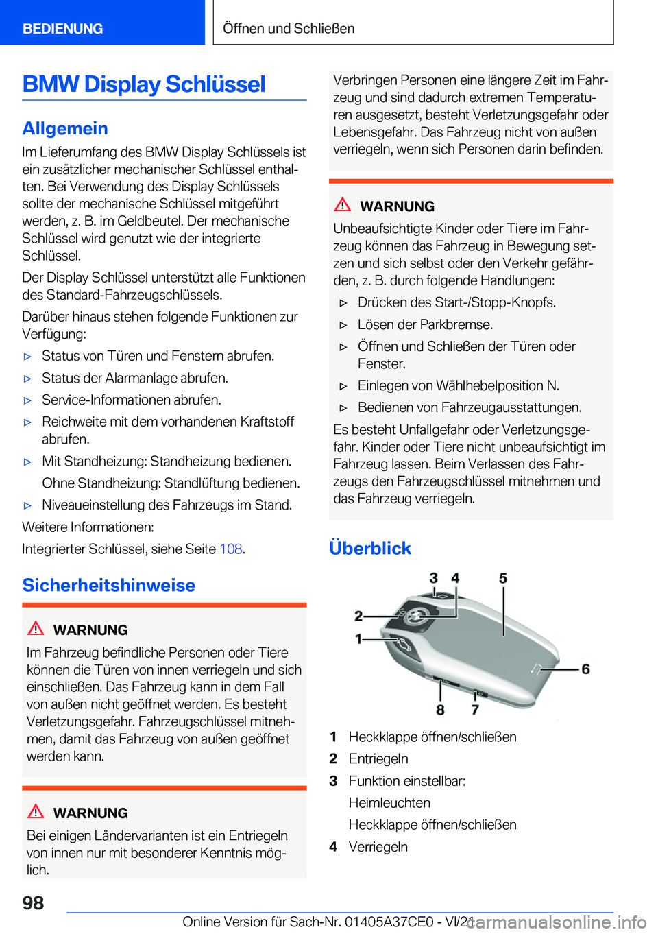 BMW X5 2022  Betriebsanleitungen (in German) �B�M�W��D�i�s�p�l�a�y��S�c�h�l�