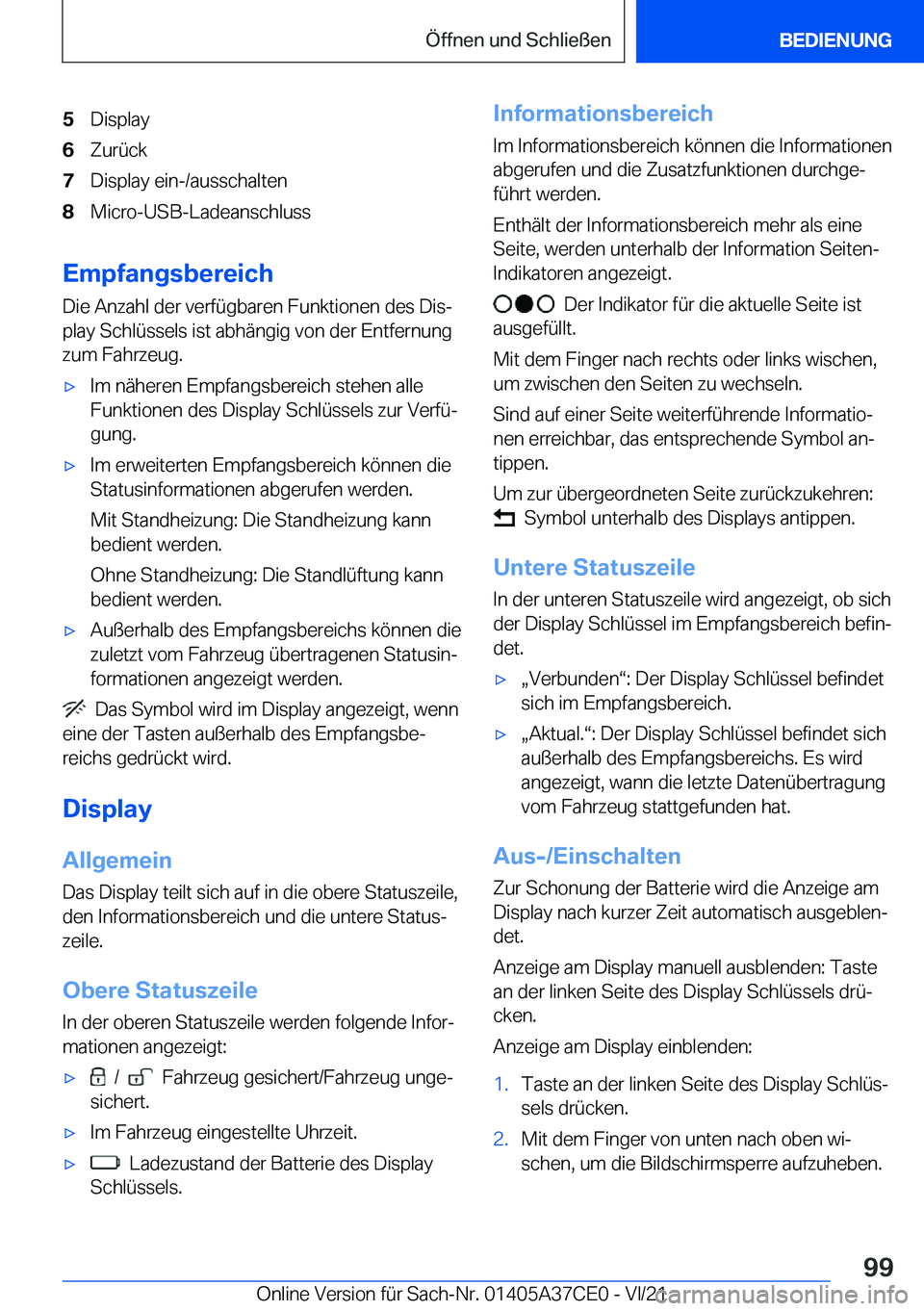 BMW X5 2022  Betriebsanleitungen (in German) �5�D�i�s�p�l�a�y�6�Z�u�r�