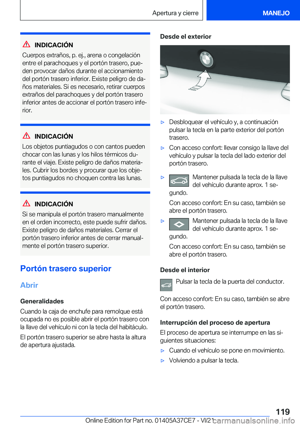 BMW X5 2022  Manuales de Empleo (in Spanish) �I�N�D�I�C�A�C�I�