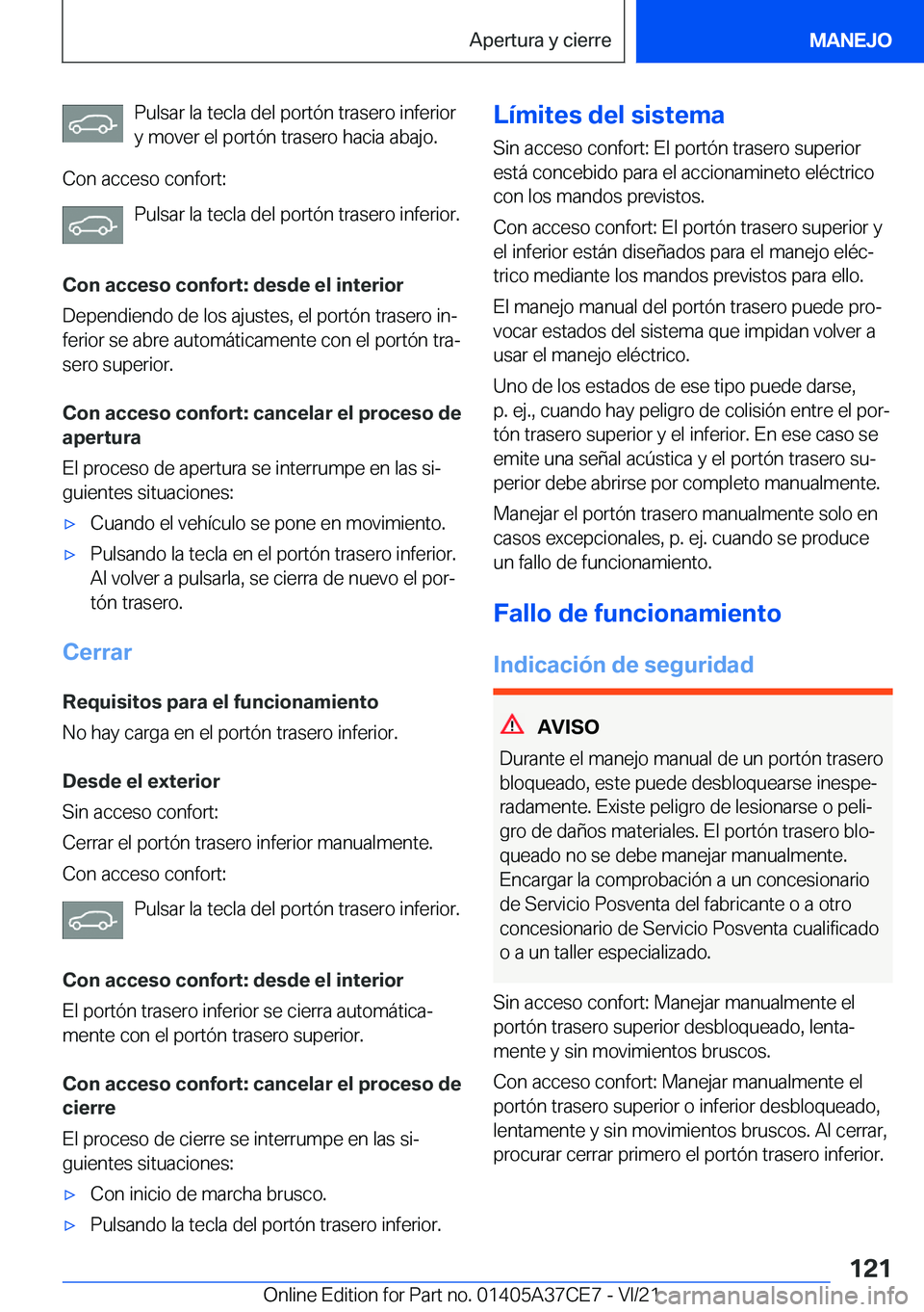BMW X5 2022  Manuales de Empleo (in Spanish) �P�u�l�s�a�r��l�a��t�e�c�l�a��d�e�l��p�o�r�t�
