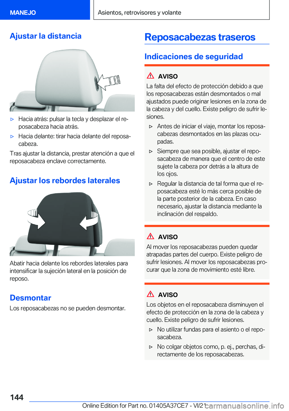 BMW X5 2022  Manuales de Empleo (in Spanish) �A�j�u�s�t�a�r��l�a��d�i�s�t�a�n�c�i�ax�H�a�c�i�a��a�t�r�