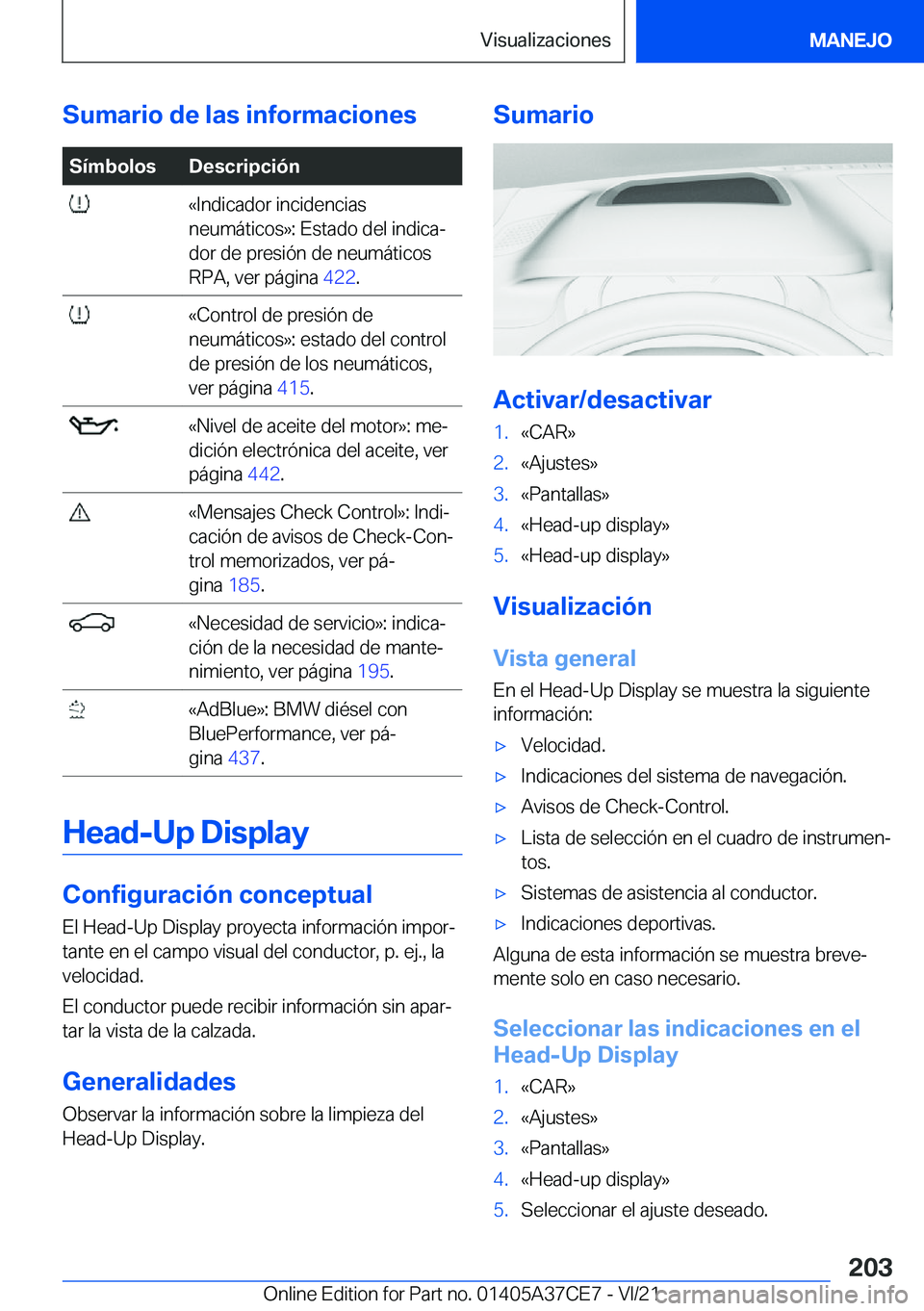 BMW X5 2022  Manuales de Empleo (in Spanish) �S�u�m�a�r�i�o��d�e��l�a�s��i�n�f�o�r�m�a�c�i�o�n�e�s�S�