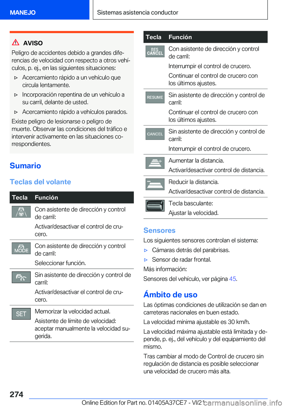 BMW X5 2022  Manuales de Empleo (in Spanish) �A�V�I�S�O
�P�e�l�i�g�r�o��d�e��a�c�c�i�d�e�n�t�e�s��d�e�b�i�d�o��a��g�r�a�n�d�e�s��d�i�f�eª
�r�e�n�c�i�a�s��d�e��v�e�l�o�c�i�d�a�d��c�o�n��r�e�s�p�e�c�t�o��a��o�t�r�o�s��v�e�h�