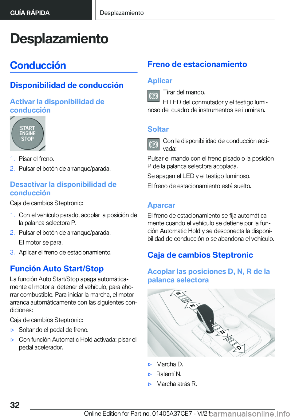 BMW X5 2022  Manuales de Empleo (in Spanish) �D�e�s�p�l�a�z�a�m�i�e�n�t�o�C�o�n�d�u�c�c�i�