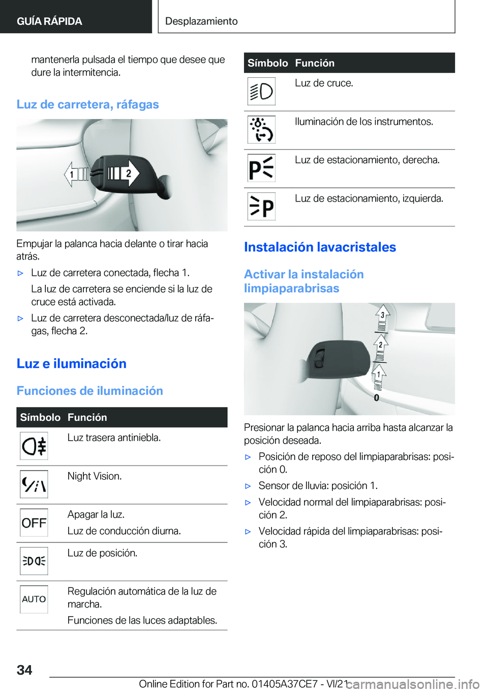 BMW X5 2022  Manuales de Empleo (in Spanish) �m�a�n�t�e�n�e�r�l�a��p�u�l�s�a�d�a��e�l��t�i�e�m�p�o��q�u�e��d�e�s�e�e��q�u�e
�d�u�r�e��l�a��i�n�t�e�r�m�i�t�e�n�c�i�a�.
�L�u�z��d�e��c�a�r�r�e�t�e�r�a�,��r�