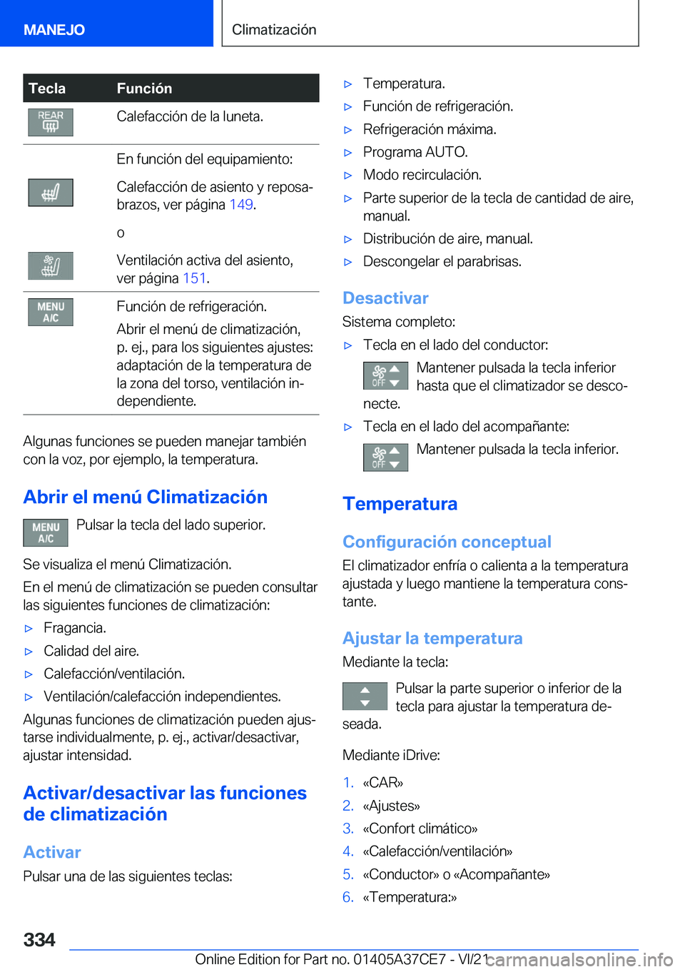 BMW X5 2022  Manuales de Empleo (in Spanish) �T�e�c�l�a�F�u�n�c�i�