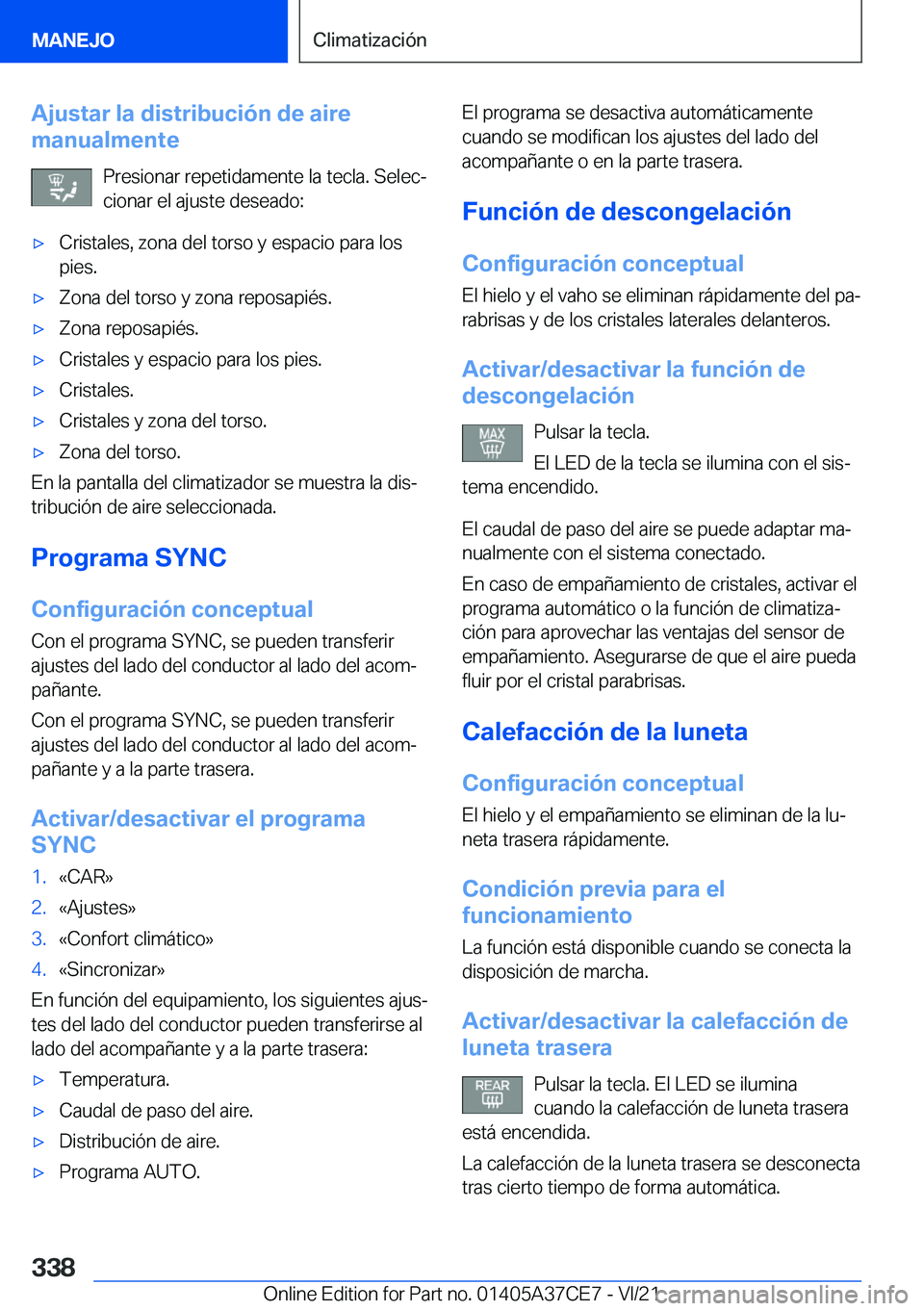 BMW X5 2022  Manuales de Empleo (in Spanish) �A�j�u�s�t�a�r��l�a��d�i�s�t�r�i�b�u�c�i�