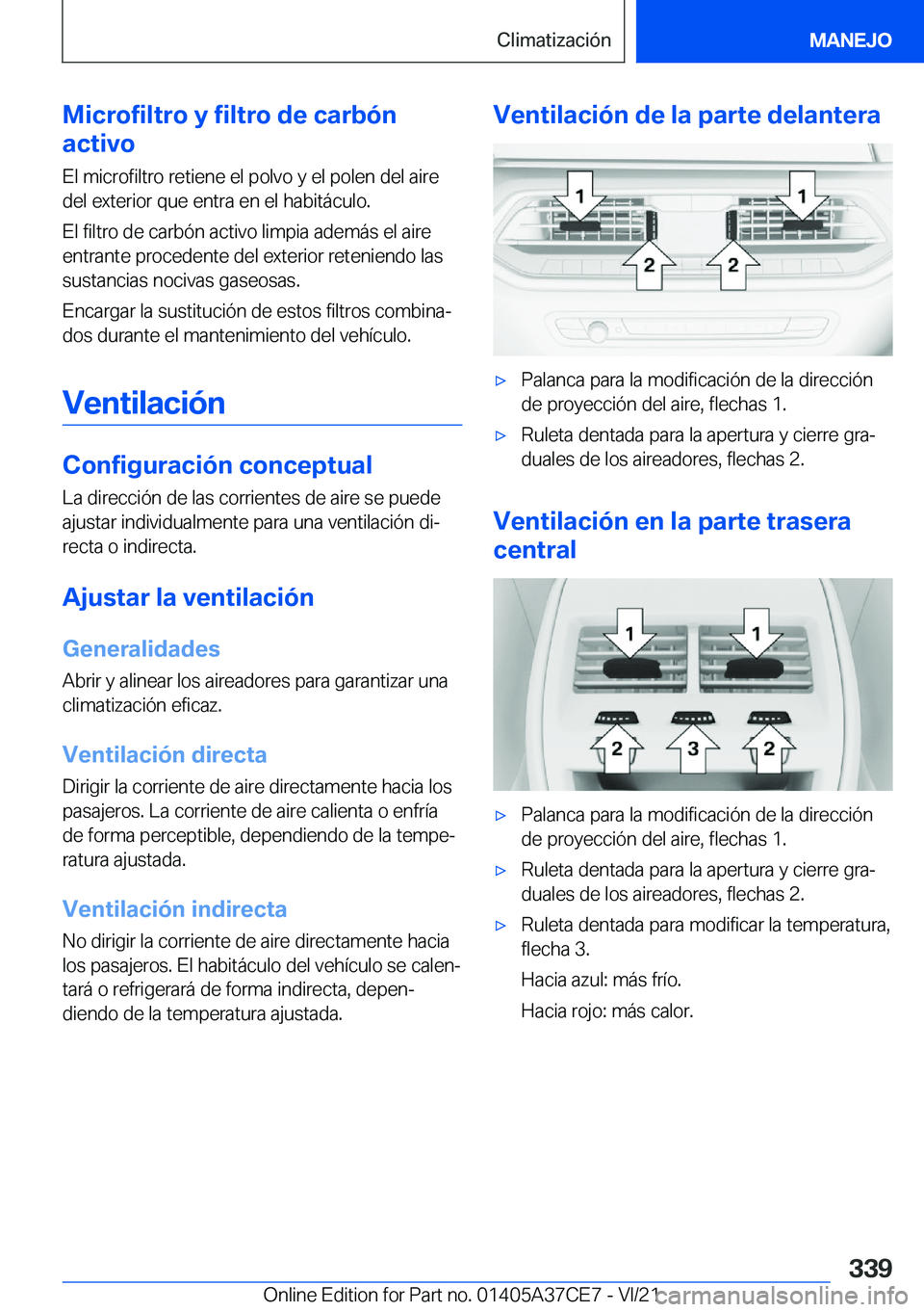 BMW X5 2022  Manuales de Empleo (in Spanish) �M�i�c�r�o�f�i�l�t�r�o��y��f�i�l�t�r�o��d�e��c�a�r�b�