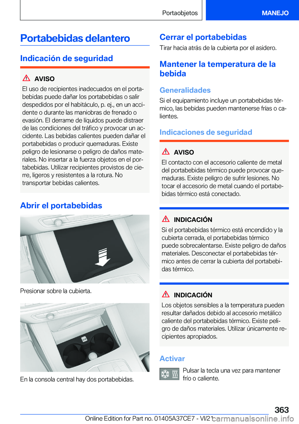 BMW X5 2022  Manuales de Empleo (in Spanish) �P�o�r�t�a�b�e�b�i�d�a�s��d�e�l�a�n�t�e�r�o
�I�n�d�i�c�a�c�i�