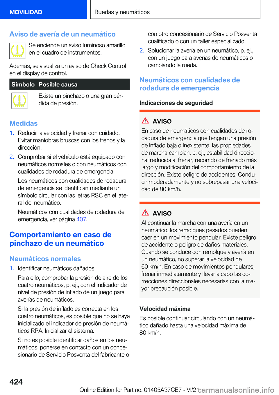 BMW X5 2022  Manuales de Empleo (in Spanish) �A�v�i�s�o��d�e��a�v�e�r�
