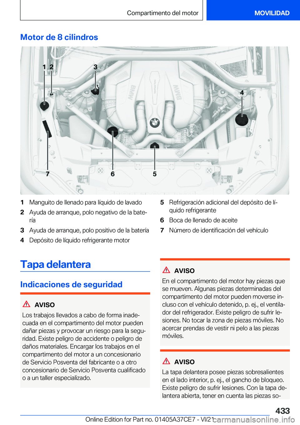 BMW X5 2022  Manuales de Empleo (in Spanish) �M�o�t�o�r��d�e��8��c�i�l�i�n�d�r�o�s�1�M�a�n�g�u�i�t�o��d�e��l�l�e�n�a�d�o��p�a�r�a��l�