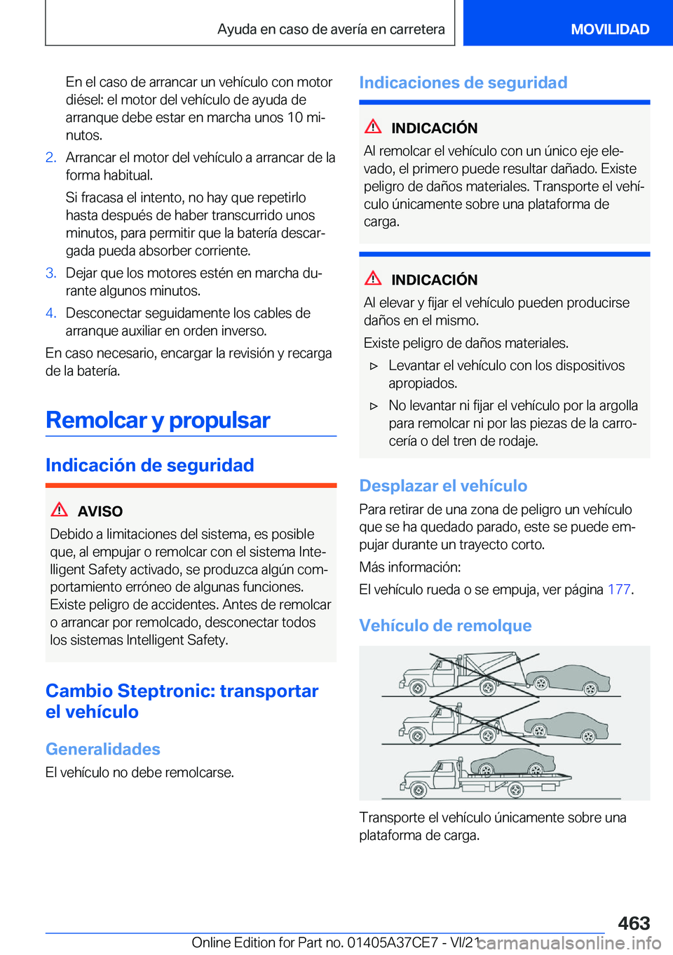 BMW X5 2022  Manuales de Empleo (in Spanish) �E�n��e�l��c�a�s�o��d�e��a�r�r�a�n�c�a�r��u�n��v�e�h�