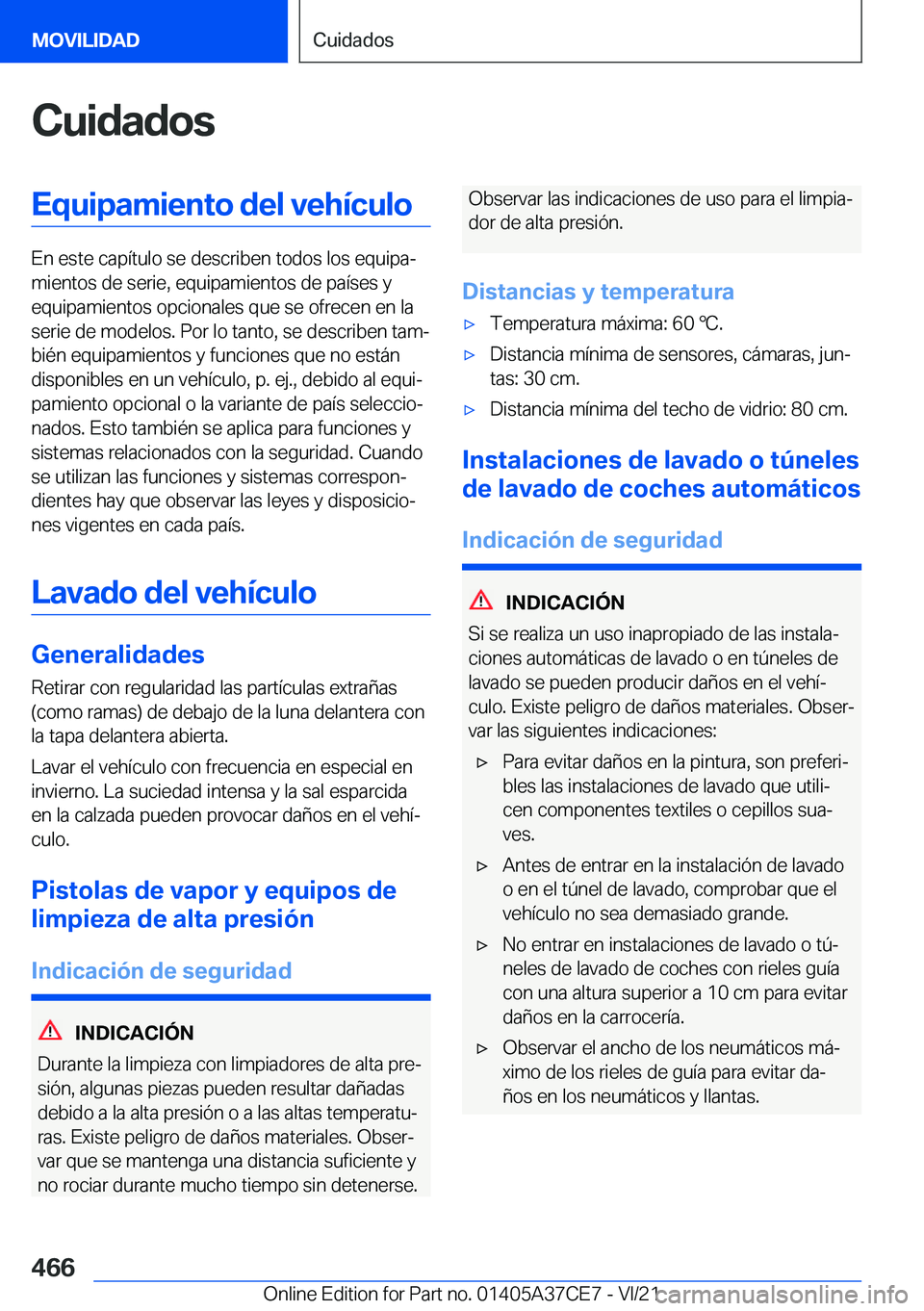 BMW X5 2022  Manuales de Empleo (in Spanish) �C�u�i�d�a�d�o�s�E�q�u�i�p�a�m�i�e�n�t�o��d�e�l��v�e�h�