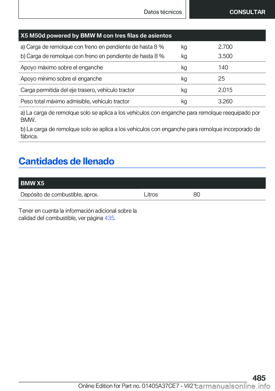 BMW X5 2022  Manuales de Empleo (in Spanish) �X�5��M�5�0�d��p�o�w�e�r�e�d��b�y��B�M�W��M��c�o�n��t�r�e�s��f�i�l�a�s��d�e��a�s�i�e�n�t�o�s�a�)��C�a�r�g�a��d�e��r�e�m�o�l�q�u�e��c�o�n��f�r�e�n�o��e�n��p�e�n�d�i�e�n�t�e��d�e��h�a