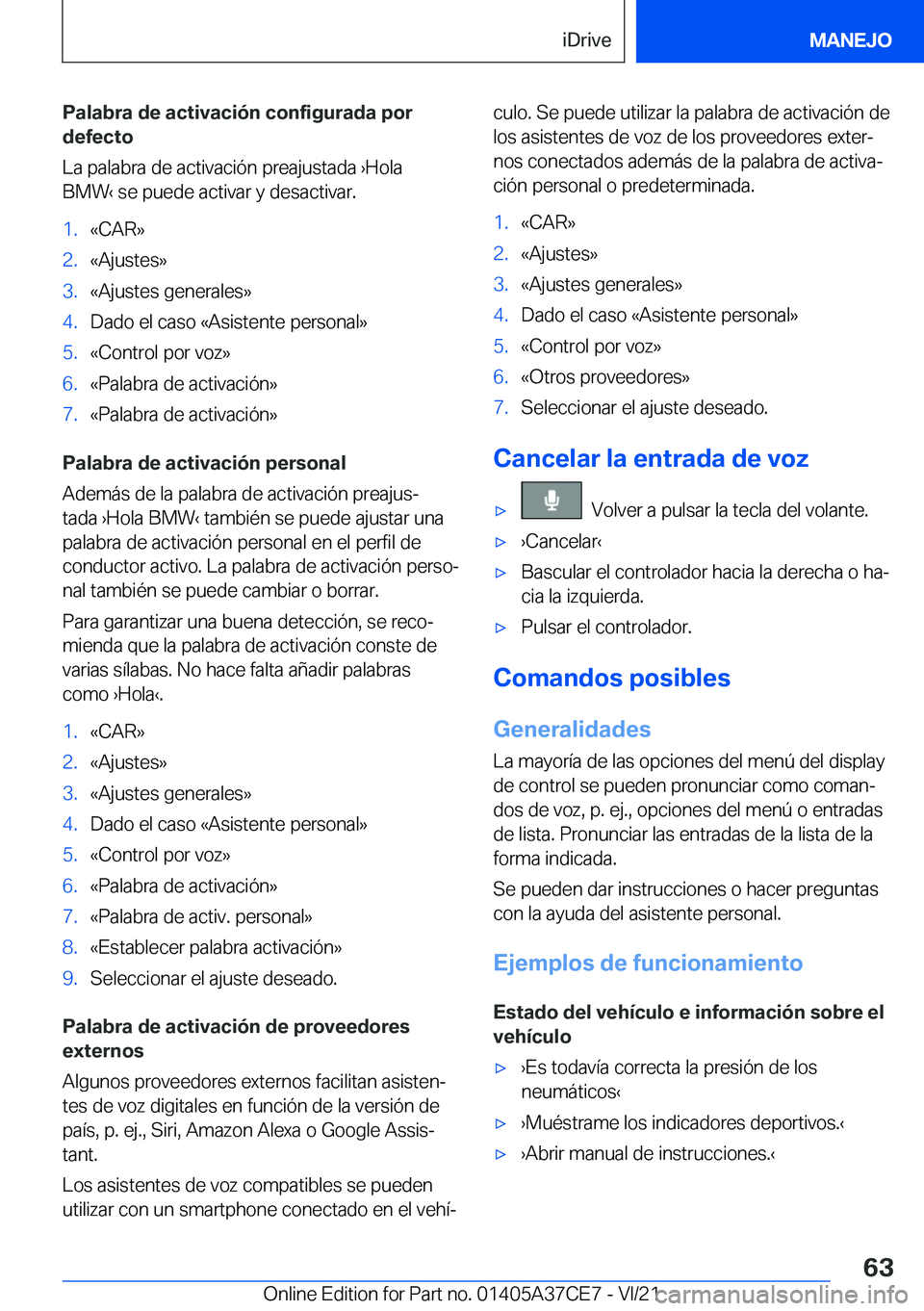 BMW X5 2022  Manuales de Empleo (in Spanish) �P�a�l�a�b�r�a��d�e��a�c�t�i�v�a�c�i�