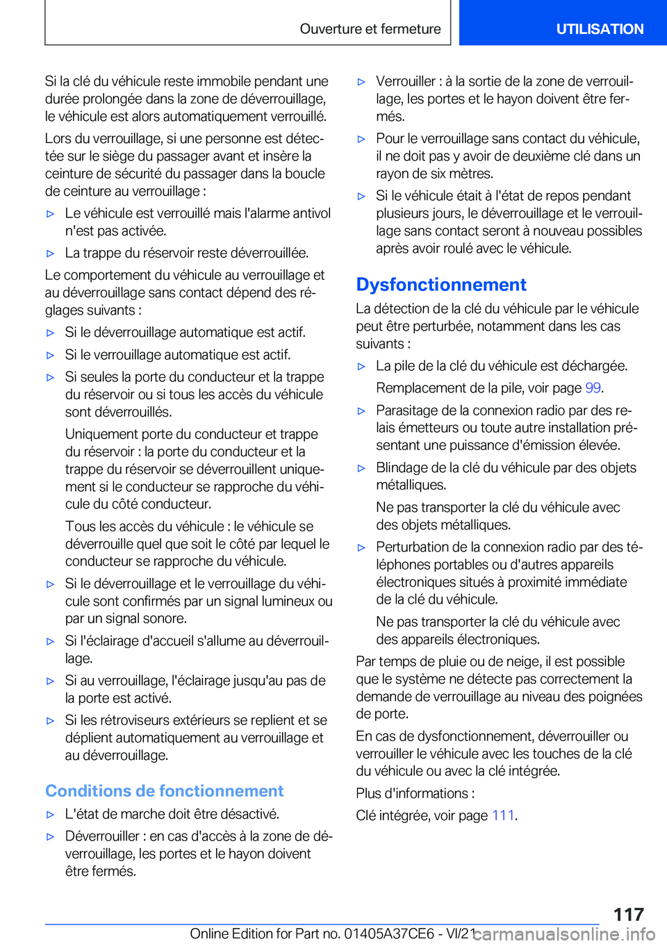 BMW X5 2022  Notices Demploi (in French) �S�i��l�a��c�l�é��d�u��v�é�h�i�c�u�l�e��r�e�s�t�e��i�m�m�o�b�i�l�e��p�e�n�d�a�n�t��u�n�e
�d�u�r�é�e��p�r�o�l�o�n�g�é�e��d�a�n�s��l�a��z�o�n�e��d�e��d�é�v�e�r�r�o�u�i�l�l�a�g�e�, �l�