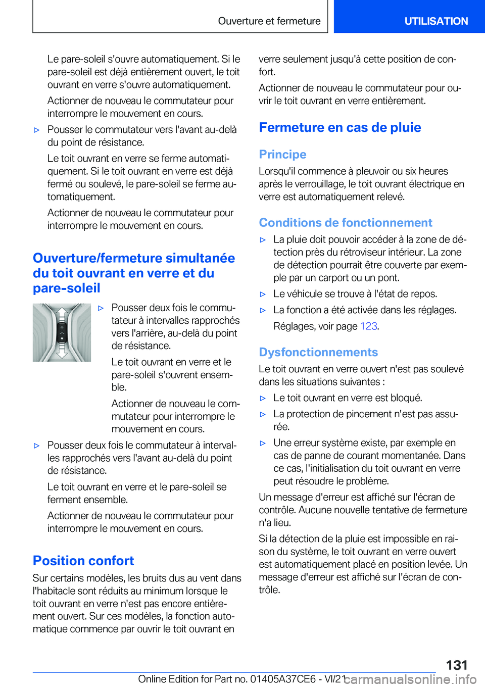 BMW X5 2022  Notices Demploi (in French) �L�e��p�a�r�e�-�s�o�l�e�i�l��s�'�o�u�v�r�e��a�u�t�o�m�a�t�i�q�u�e�m�e�n�t�.��S�i��l�e
�p�a�r�e�-�s�o�l�e�i�l��e�s�t��d�é�j�