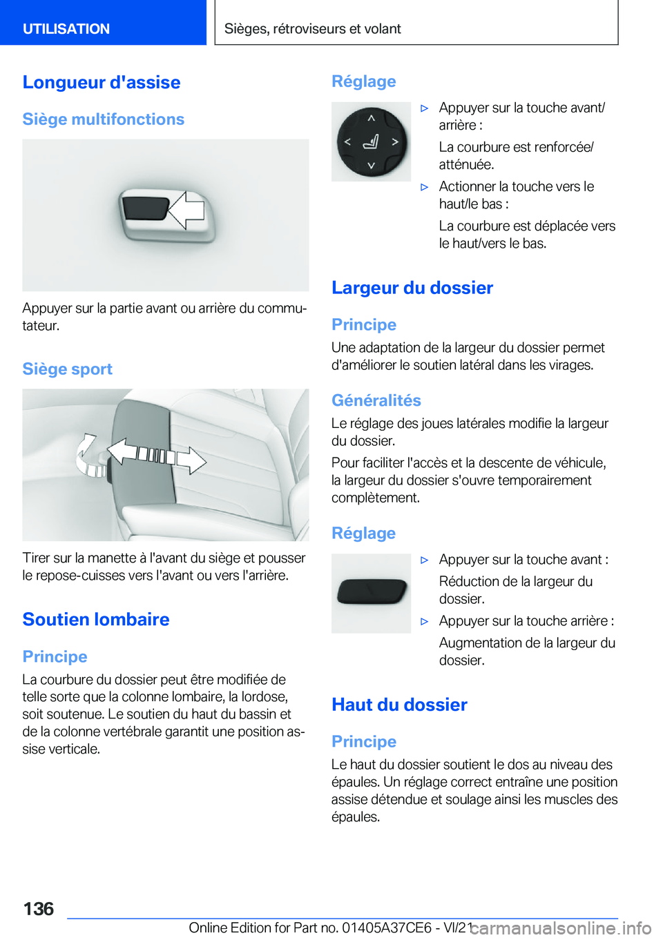 BMW X5 2022  Notices Demploi (in French) �L�o�n�g�u�e�u�r��d�'�a�s�s�i�s�e
�S�i�è�g�e��m�u�l�t�i�f�o�n�c�t�i�o�n�s
�A�p�p�u�y�e�r��s�u�r��l�a��p�a�r�t�i�e��a�v�a�n�t��o�u��a�r�r�i�è�r�e��d�u��c�o�m�m�uj �t�a�t�e�u�r�.
�S�i�