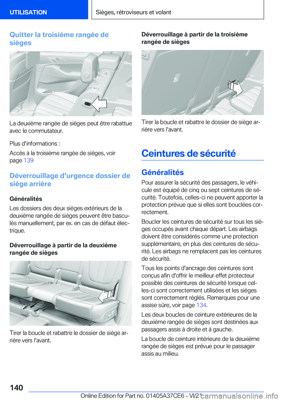 BMW X5 2022  Notices Demploi (in French) �Q�u�i�t�t�e�r��l�a��t�r�o�i�s�i�è�m�e��r�a�n�g�é�e��d�e
�s�i�è�g�e�s
�L�a��d�e�u�x�i�è�m�e��r�a�n�g�é�e��d�e��s�i�è�g�e�s��p�e�u�t��ê�t�r�e��r�a�b�a�t�t�u�e
�a�v�e�c��l�e��c�o�m�m