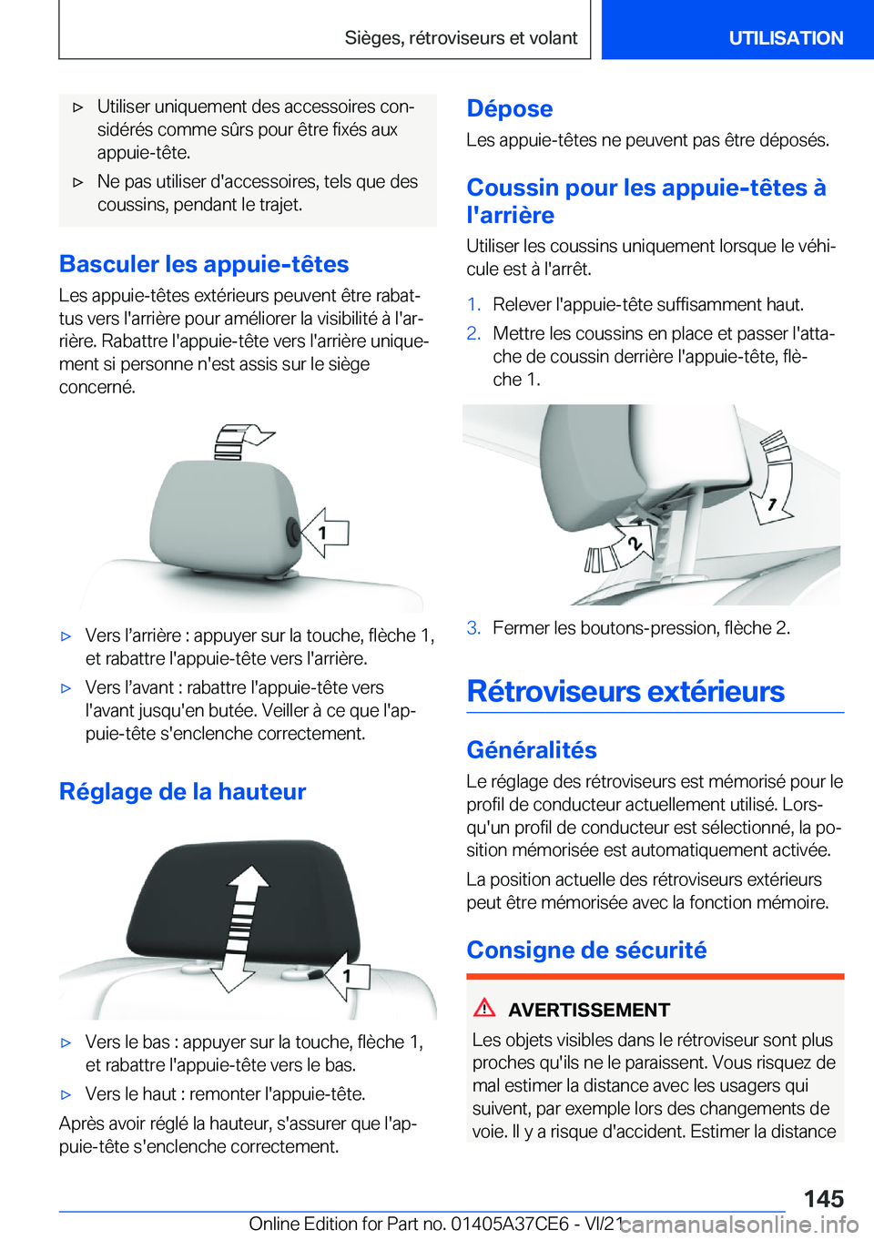BMW X5 2022  Notices Demploi (in French) 'x�U�t�i�l�i�s�e�r��u�n�i�q�u�e�m�e�n�t��d�e�s��a�c�c�e�s�s�o�i�r�e�s��c�o�nj
�s�i�d�é�r�é�s��c�o�m�m�e��s�
