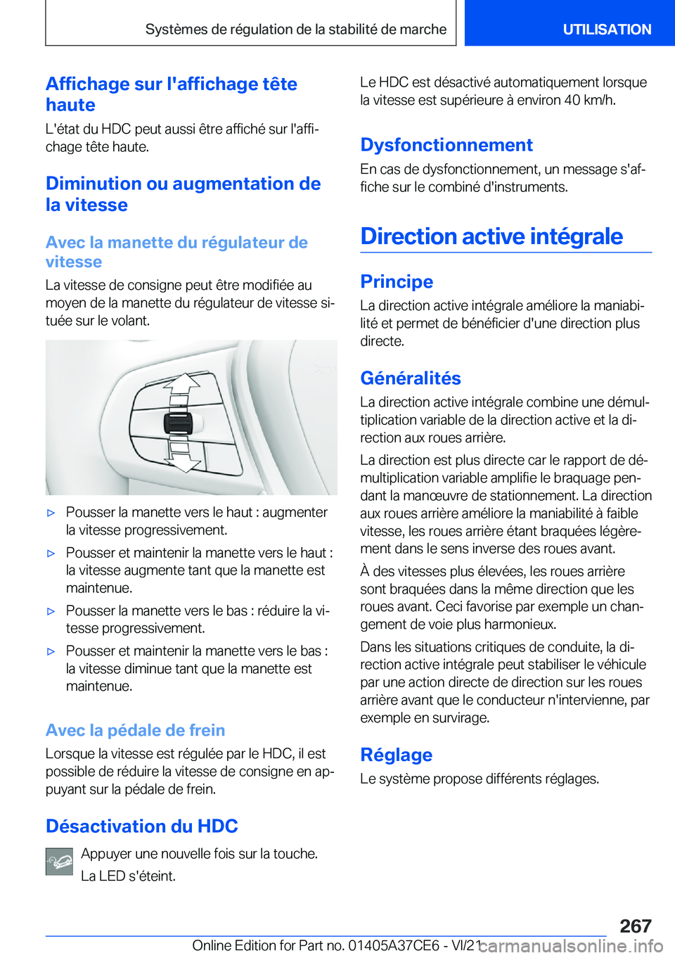 BMW X5 2022  Notices Demploi (in French) �A�f�f�i�c�h�a�g�e��s�u�r��l�'�a�f�f�i�c�h�a�g�e��t�ê�t�e
�h�a�u�t�e
�L�'�é�t�a�t��d�u��H�D�C��p�e�u�t��a�u�s�s�i��ê�t�r�e��a�f�f�i�c�h�é��s�u�r��l�'�a�f�f�ij
�c�h�a�g�e��