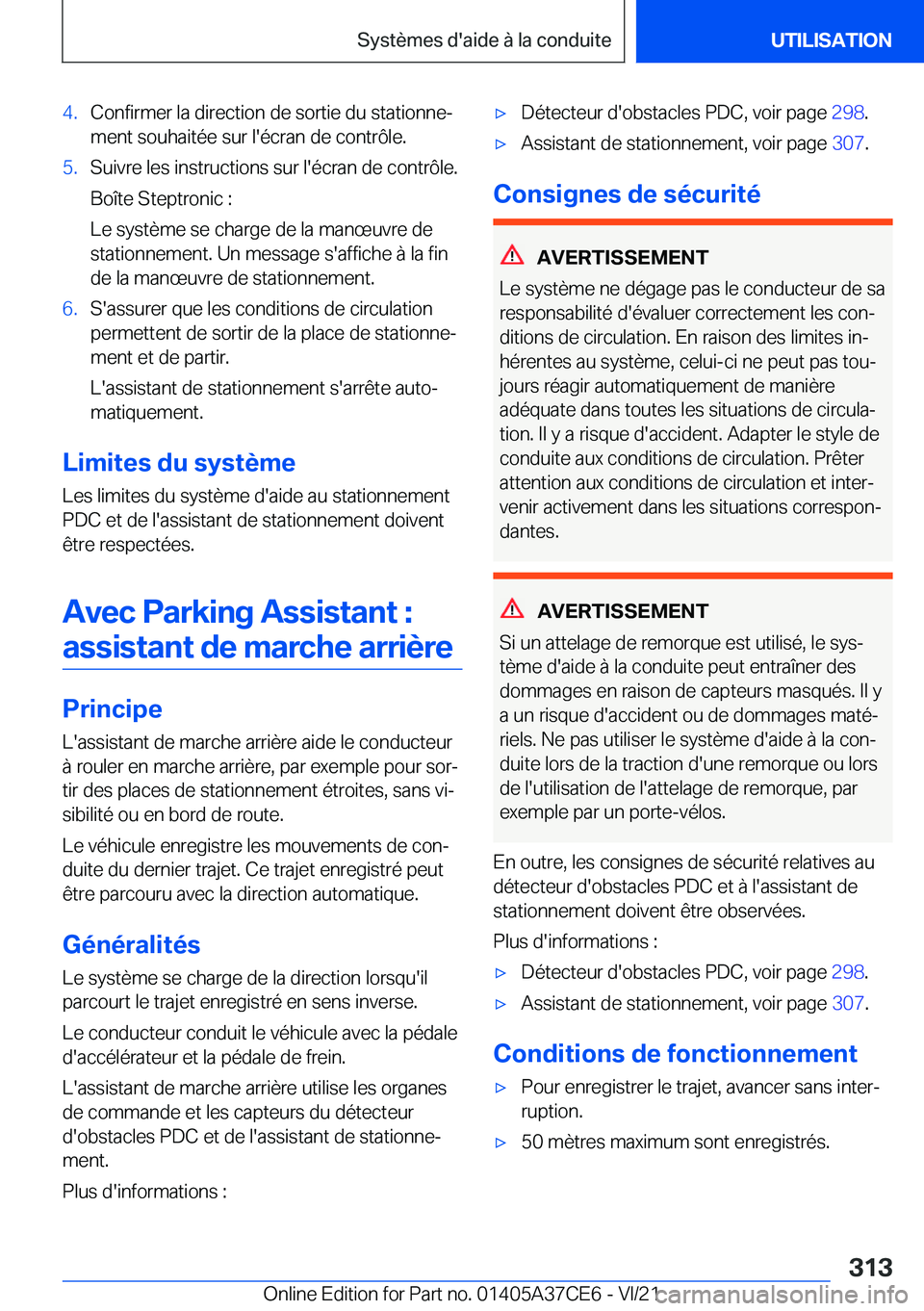 BMW X5 2022  Notices Demploi (in French) �4�.�C�o�n�f�i�r�m�e�r��l�a��d�i�r�e�c�t�i�o�n��d�e��s�o�r�t�i�e��d�u��s�t�a�t�i�o�n�n�ej
�m�e�n�t��s�o�u�h�a�i�t�é�e��s�u�r��l�'�é�c�r�a�n��d�e��c�o�n�t�r�