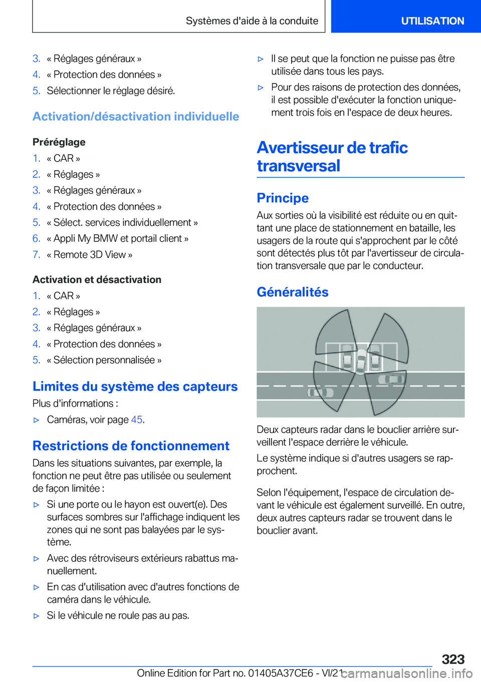 BMW X5 2022  Notices Demploi (in French) �3�.�k��R�é�g�l�a�g�e�s��g�é�n�é�r�a�u�x��{�4�.�k��P�r�o�t�e�c�t�i�o�n��d�e�s��d�o�n�n�é�e�s��{�5�.�S�é�l�e�c�t�i�o�n�n�e�r��l�e��r�é�g�l�a�g�e��d�é�s�i�r�é�.
�A�c�t�i�v�a�t�i�o�n�/�