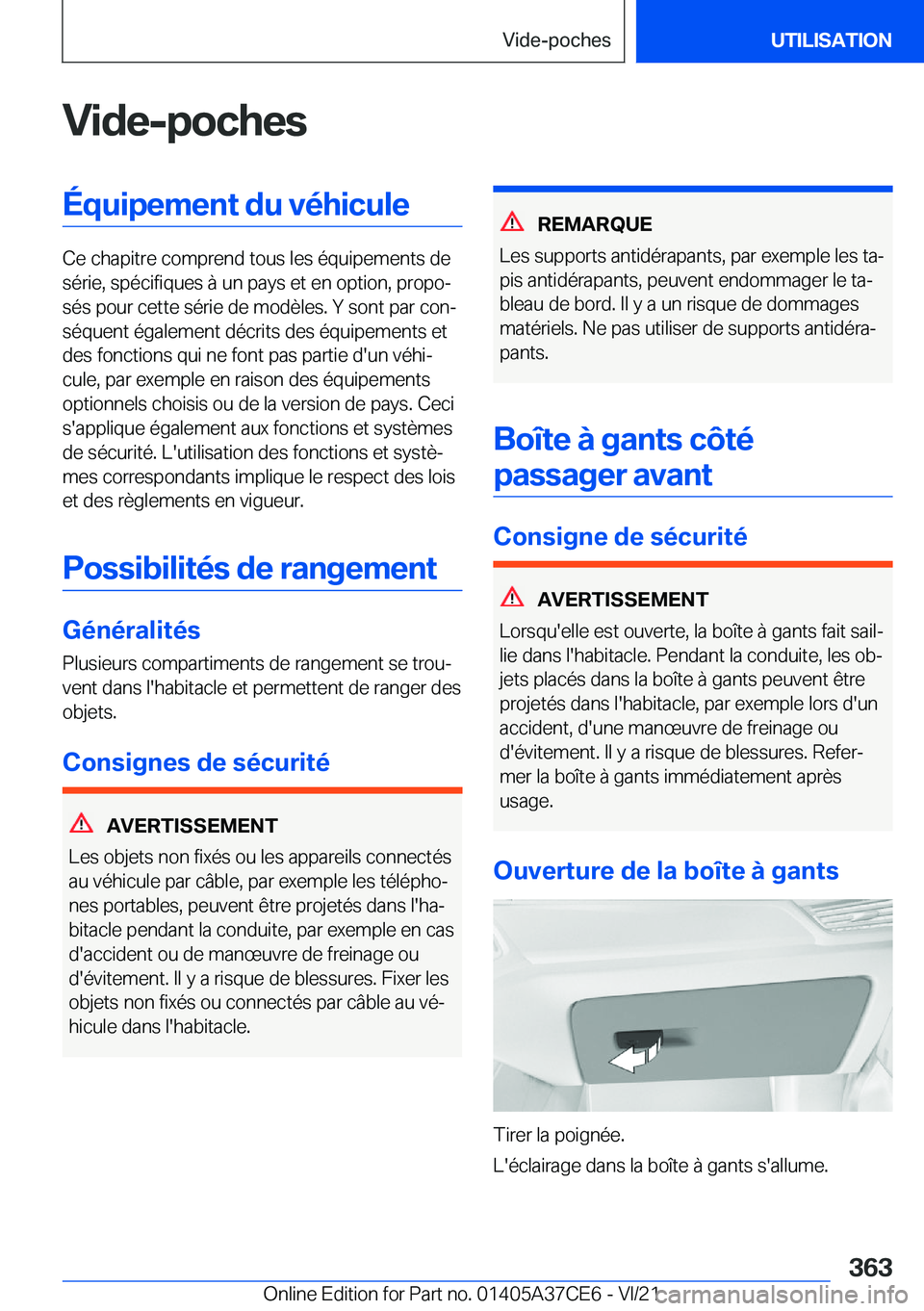 BMW X5 2022  Notices Demploi (in French) �V�i�d�e�-�p�o�c�h�e�s�