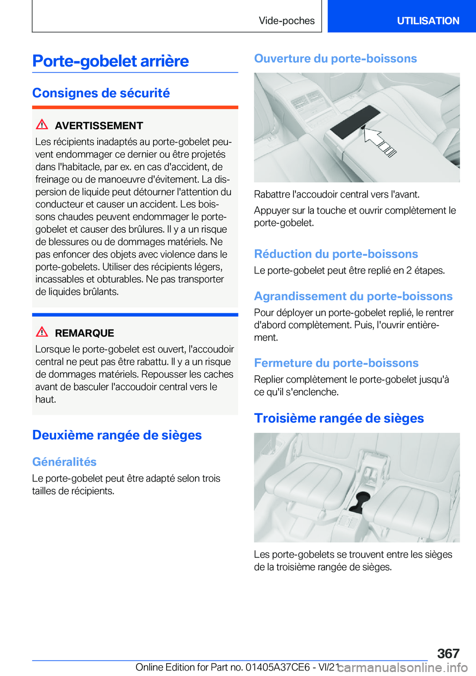 BMW X5 2022  Notices Demploi (in French) �P�o�r�t�e�-�g�o�b�e�l�e�t��a�r�r�i�è�r�e
�C�o�n�s�i�g�n�e�s��d�e��s�é�c�u�r�i�t�é
�A�V�E�R�T�I�S�S�E�M�E�N�T
�L�e�s��r�é�c�i�p�i�e�n�t�s��i�n�a�d�a�p�t�é�s��a�u��p�o�r�t�e�-�g�o�b�e�l�e�t