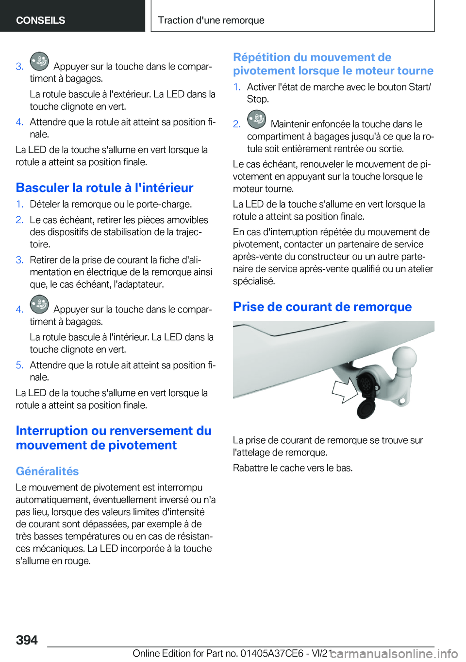BMW X5 2022  Notices Demploi (in French) �3�.���A�p�p�u�y�e�r��s�u�r��l�a��t�o�u�c�h�e��d�a�n�s��l�e��c�o�m�p�a�rj
�t�i�m�e�n�t��