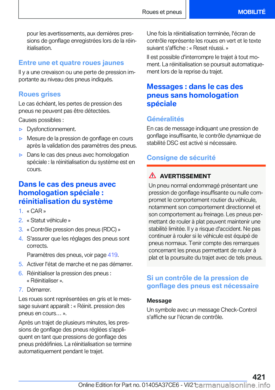 BMW X5 2022  Notices Demploi (in French) �p�o�u�r��l�e�s��a�v�e�r�t�i�s�s�e�m�e�n�t�s�,��a�u�x��d�e�r�n�i�è�r�e�s��p�r�e�sj
�s�i�o�n�s��d�e��g�o�n�f�l�a�g�e��e�n�r�e�g�i�s�t�r�é�e�s��l�o�r�s��d�e��l�a��r�é�i�nj �i�t�i�a�l�i�