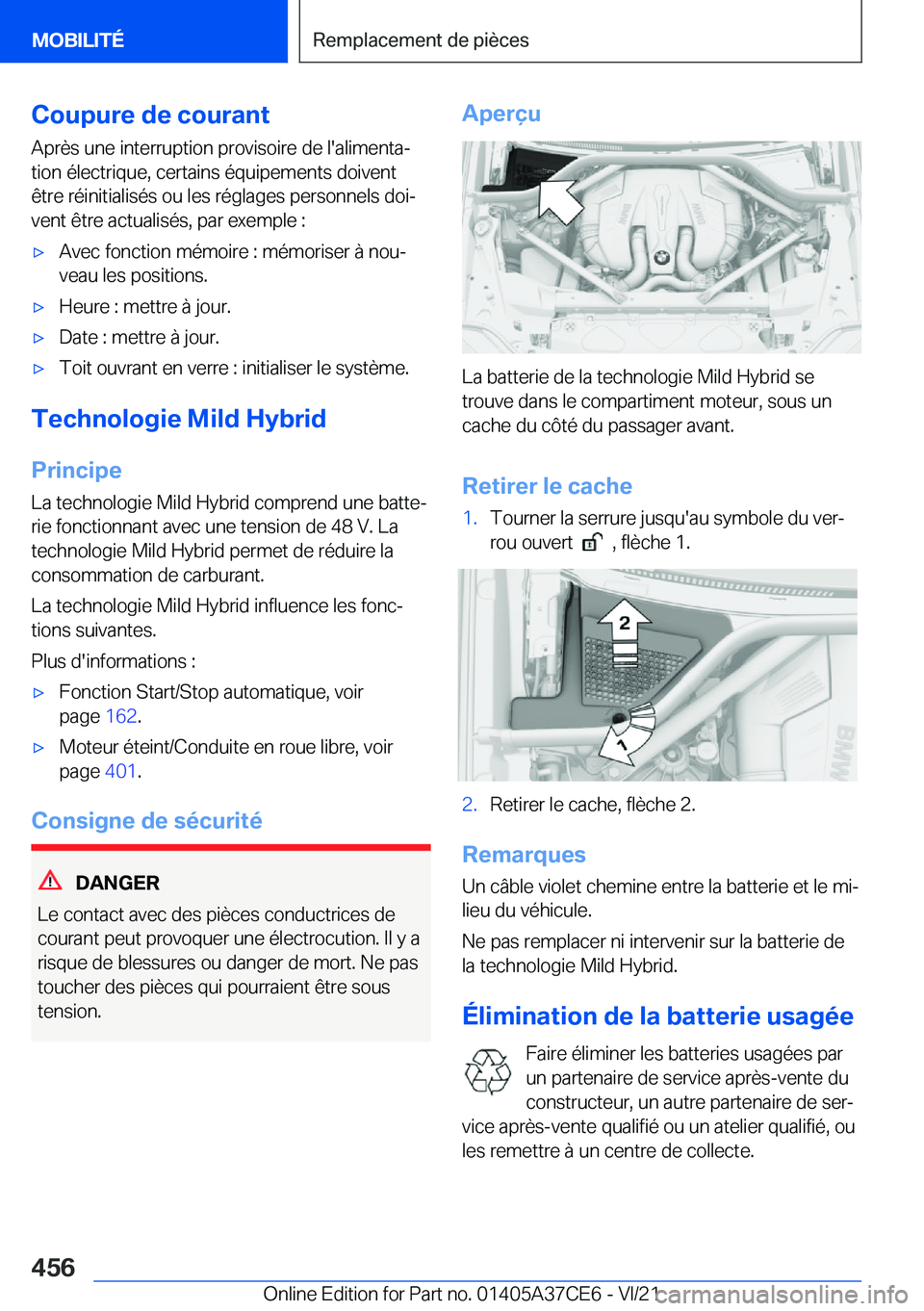 BMW X5 2022  Notices Demploi (in French) �C�o�u�p�u�r�e��d�e��c�o�u�r�a�n�t
�A�p�r�è�s��u�n�e��i�n�t�e�r�r�u�p�t�i�o�n��p�r�o�v�i�s�o�i�r�e��d�e��l�'�a�l�i�m�e�n�t�aj
�t�i�o�n��é�l�e�c�t�r�i�q�u�e�,��c�e�r�t�a�i�n�s��é�q�u�