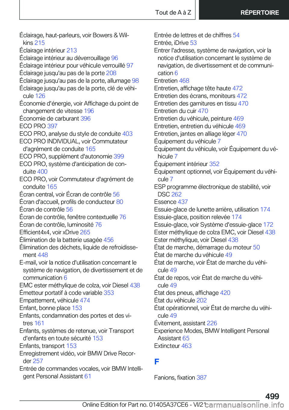 BMW X5 2022  Notices Demploi (in French) �É�c�l�a�i�r�a�g�e�,��h�a�u�t�-�p�a�r�l�e�u�r�s�,��v�o�i�r��B�o�w�e�r�s��&��W�i�lj�k�i�n�s� �2�1�5�
�É�c�l�a�i�r�a�g�e��i�n�t�é�r�i�e�u�r� �2�1�3�
�É�c�l�a�i�r�a�g�e��i�n�t�é�r�i�e�u�
