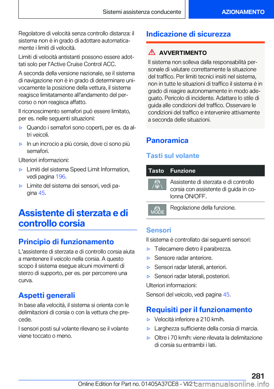 BMW X5 2022  Libretti Di Uso E manutenzione (in Italian) �R�e�g�o�l�a�t�o�r�e��d�i��v�e�l�o�c�i�t�