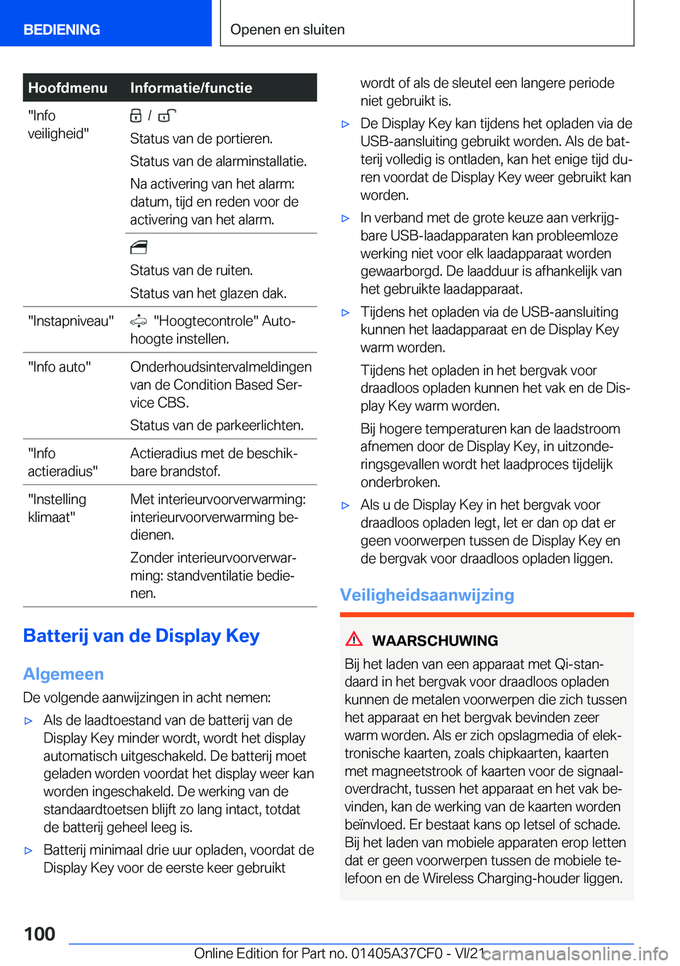 BMW X5 2022  Instructieboekjes (in Dutch) �H�o�o�f�d�m�e�n�u�I�n�f�o�r�m�a�t�i�e�/�f�u�n�c�t�i�e��I�n�f�o
�v�e�i�l�i�g�h�e�i�d����/���
�S�t�a�t�u�s��v�a�n��d�e��p�o�r�t�i�e�r�e�n�.
�S�t�a�t�u�s��v�a�n��d�e��a�l�a�r�m�i�n�s�t�a�l�