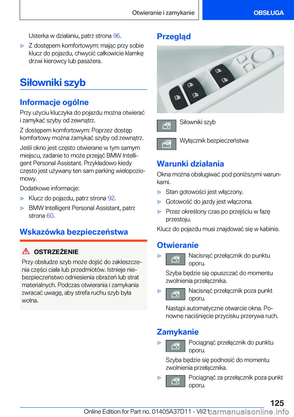 BMW X5 2022  Instrukcja obsługi (in Polish) �U�s�t�e�r�k�a��w��d�z�i�a�ł�a�n�i�u�,��p�a�t�r�z��s�t�r�o�n�a��9�6�.'x�Z��d�o�s�t�