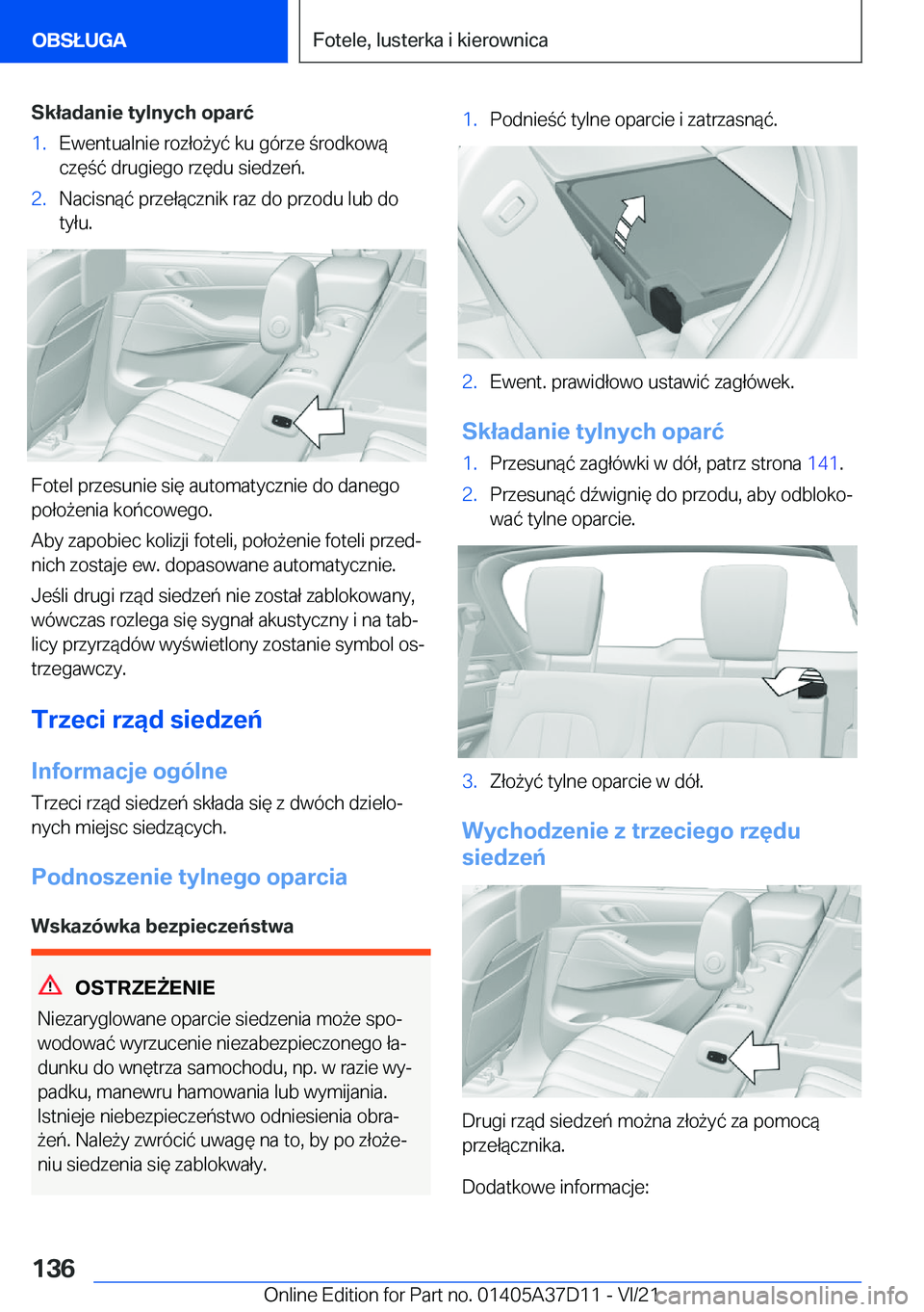 BMW X5 2022  Instrukcja obsługi (in Polish) �S�k�ł�a�d�a�n�i�e��t�y�l�n�y�c�h��o�p�a�r�ć�1�.�E�w�e�n�t�u�a�l�n�i�e��r�o�z�ł�o9�y�