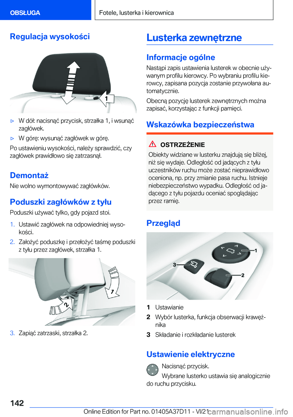 BMW X5 2022  Instrukcja obsługi (in Polish) �R�e�g�u�l�a�c�j�a��w�y�s�o�k�o�c�i'x�W��d�