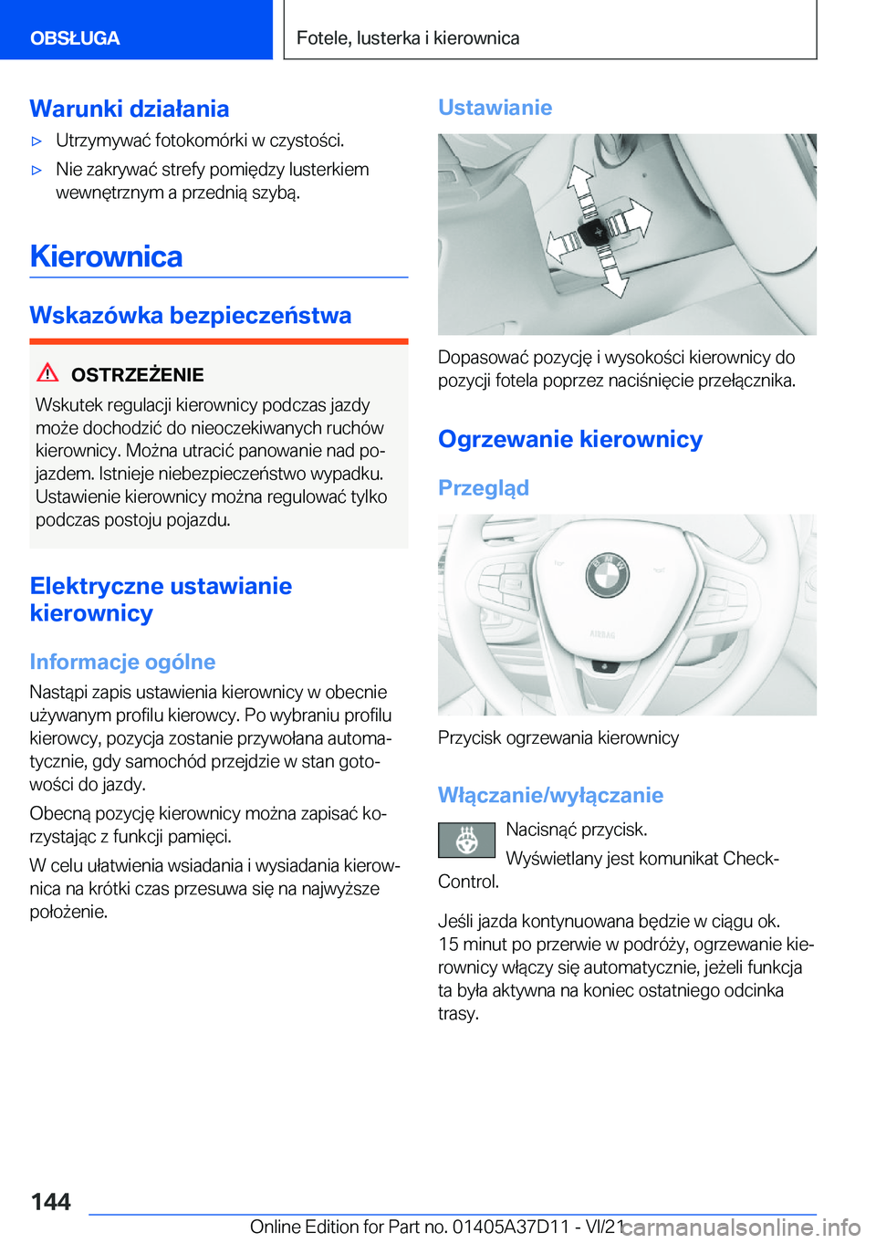 BMW X5 2022  Instrukcja obsługi (in Polish) �W�a�r�u�n�k�i��d�z�i�a�ł�a�n�i�a'x�U�t�r�z�y�m�y�w�a�