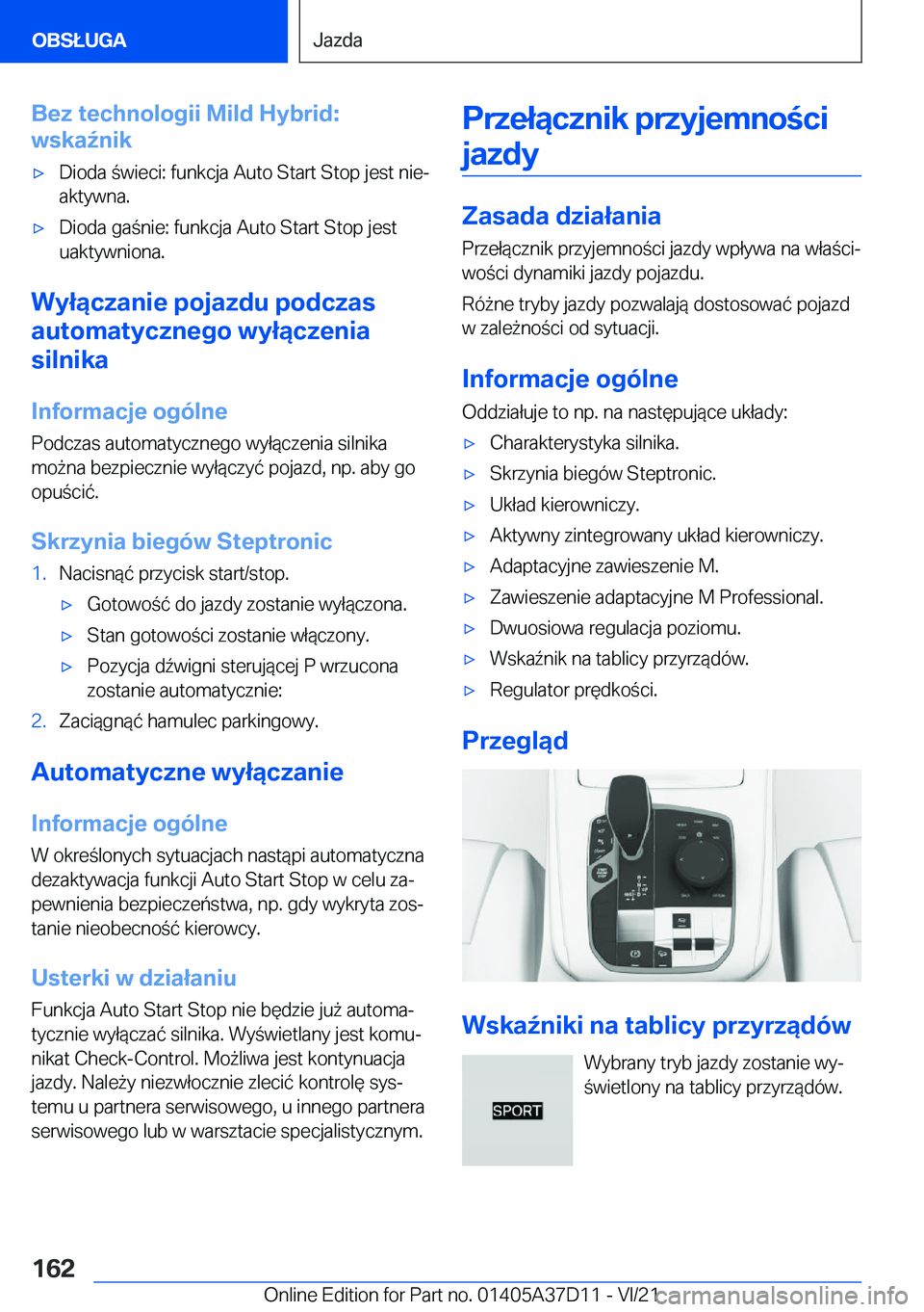 BMW X5 2022  Instrukcja obsługi (in Polish) �B�e�z��t�e�c�h�n�o�l�o�g�i�i��M�i�l�d��H�y�b�r�i�d�:
�w�s�k�a7�n�i�k'x�D�i�o�d�a��w�i�e�c�i�:��f�u�n�k�c�j�a��A�u�t�o��S�t�a�r�t��S�t�o�p��j�e�s�t��n�i�ej �a�k�t�y�w�n�a�.'x�D�i