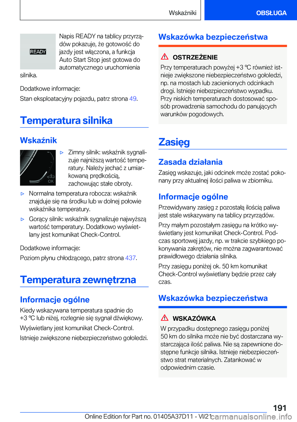 BMW X5 2022  Instrukcja obsługi (in Polish) �N�a�p�i�s��R�E�A�D�Y��n�a��t�a�b�l�i�c�y��p�r�z�y�r�z�