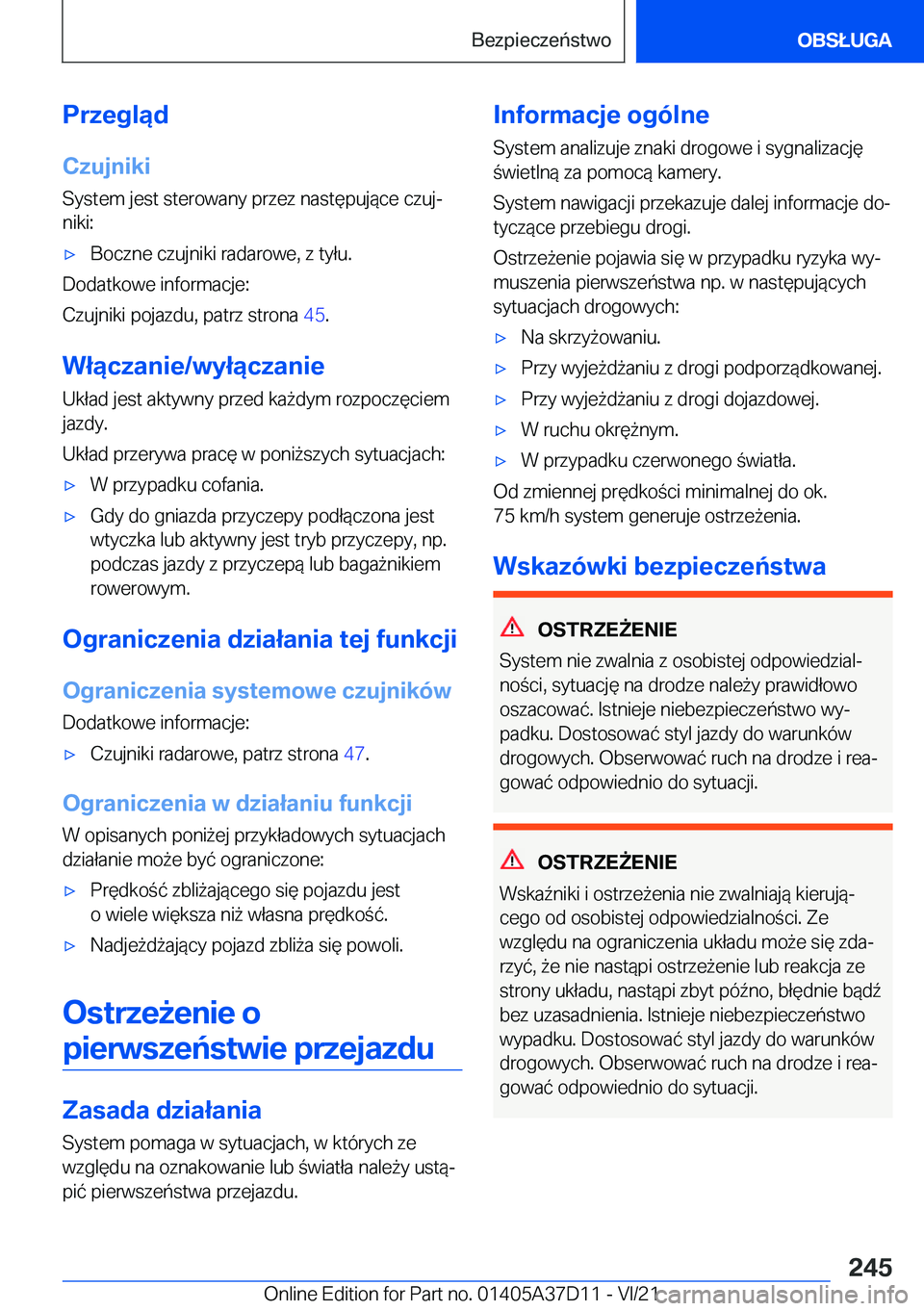 BMW X5 2022  Instrukcja obsługi (in Polish) �P�r�z�e�g�l�ą�d�C�z�u�j�n�i�k�i
�S�y�s�t�e�m��j�e�s�t��s�t�e�r�o�w�a�n�y��p�r�z�e�z��n�a�s�t�