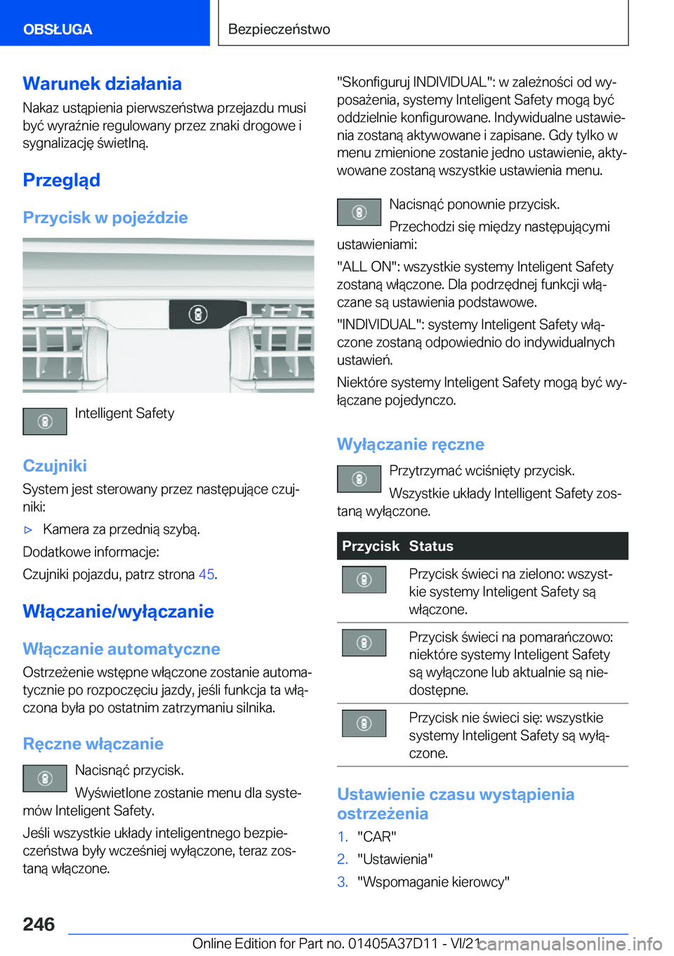 BMW X5 2022  Instrukcja obsługi (in Polish) �W�a�r�u�n�e�k��d�z�i�a�ł�a�n�i�a
�N�a�k�a�z��u�s�t�